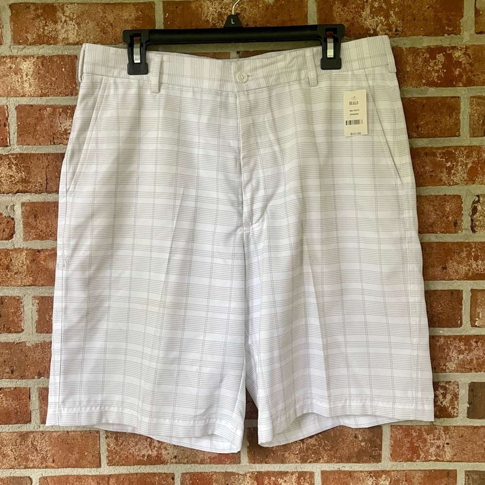 NWT Pebble Beach Performance men’s white shorts with light gray pattern